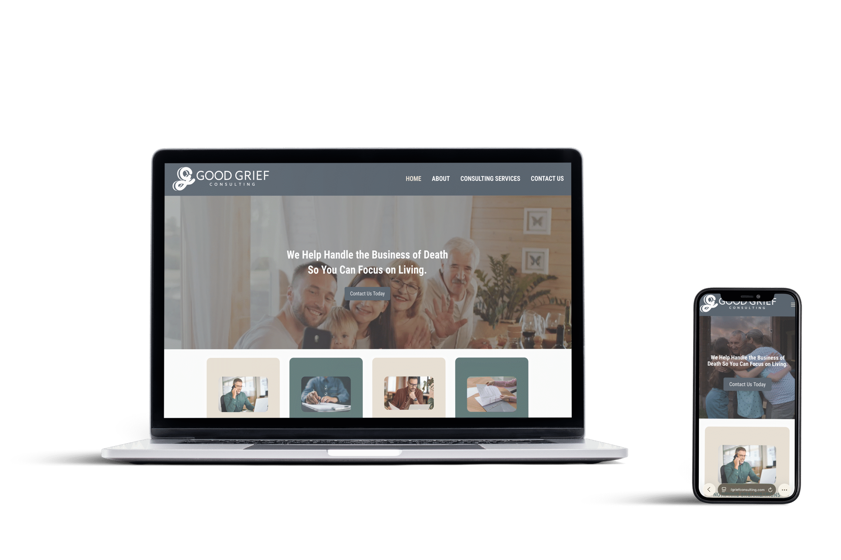 Website built for Good Grief Consulting in OKC by Boiling Point Media