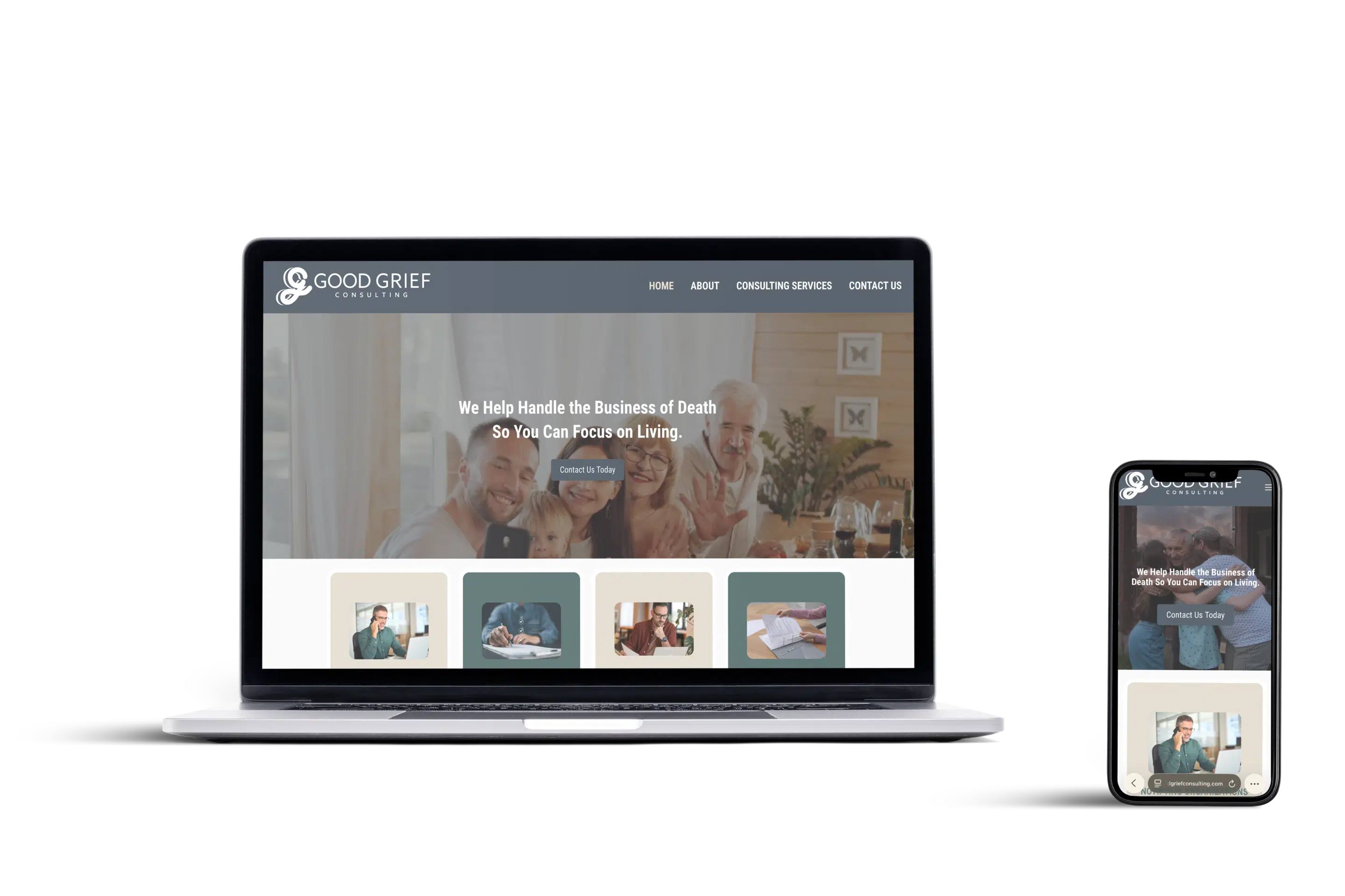 Website built for Good Grief Consulting in OKC by Boiling Point Media