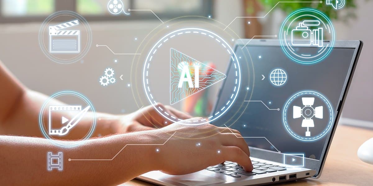 Person using AI tools on a laptop for generative engine optimization